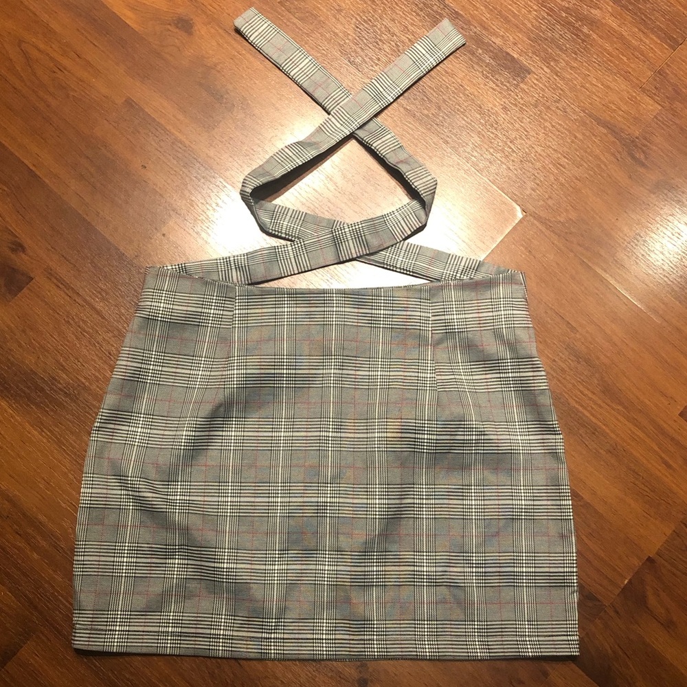 Plaid Bow Over Kleshas Mini Skirt. Size LG.